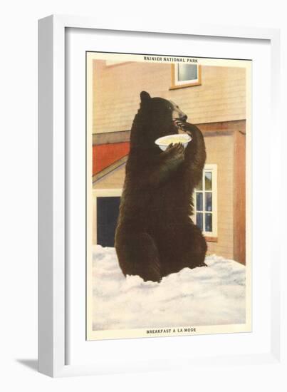 Bear with Bowl, Rainier National Park, Washington-null-Framed Art Print