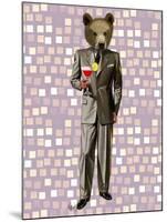 Bear with Cocktail-Fab Funky-Mounted Art Print