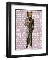 Bear with Cocktail-Fab Funky-Framed Art Print