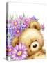 Bear with Flowers 2-MAKIKO-Stretched Canvas