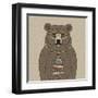 Bear with Tie-null-Framed Art Print