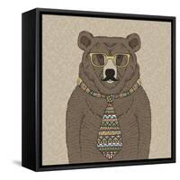 Bear with Tie-null-Framed Stretched Canvas