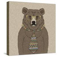 Bear with Tie-null-Stretched Canvas