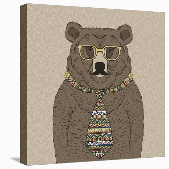 Bear with Tie-null-Stretched Canvas
