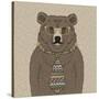 Bear with Tie-null-Stretched Canvas