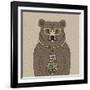 Bear with Tie-null-Framed Art Print