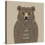 Bear with Tie-null-Stretched Canvas