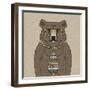 Bear with Tie-null-Framed Art Print