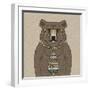 Bear with Tie-null-Framed Art Print