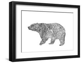 Bear-Peach & Gold-Framed Art Print