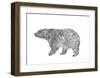 Bear-Peach & Gold-Framed Art Print