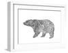 Bear-Peach & Gold-Framed Art Print