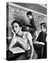 Beard Started on Teenage High School Student as Others Work on Lessons at blackboard and desk-Alfred Eisenstaedt-Stretched Canvas
