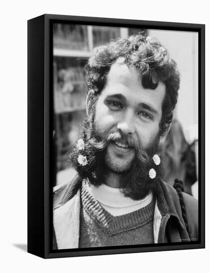 Bearded and Mustached Hippie at Anti War Demonstration in Golden Gate Park-Ralph Crane-Framed Stretched Canvas