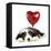 Bearded Collie Puppy Lying Down with Heart-null-Framed Stretched Canvas