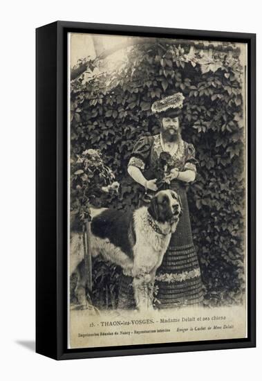 Bearded Lady and Dog-null-Framed Stretched Canvas