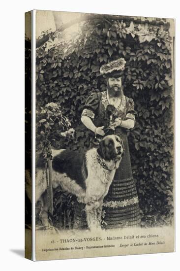 Bearded Lady and Dog-null-Stretched Canvas