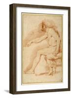 Bearded Nude Seated on a Couch All'Antica-Andrea Sacchi-Framed Giclee Print