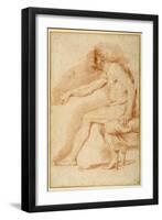 Bearded Nude Seated on a Couch All'Antica-Andrea Sacchi-Framed Giclee Print