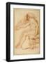 Bearded Nude Seated on a Couch All'Antica-Andrea Sacchi-Framed Giclee Print