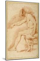 Bearded Nude Seated on a Couch All'Antica-Andrea Sacchi-Mounted Giclee Print