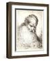 Bearded Old Man with His Head Leaning Forward, Wearing a Skull Cap, Facing Right-Giovanni Benedetto Castiglione-Framed Giclee Print