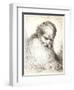 Bearded Old Man with His Head Leaning Forward, Wearing a Skull Cap, Facing Right-Giovanni Benedetto Castiglione-Framed Giclee Print