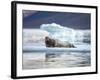 Bearded Seal Resting on Sea Ice Along Lomfjorden at Sunset, Spitsbergen Island, Svalbard, Norway-Paul Souders-Framed Photographic Print