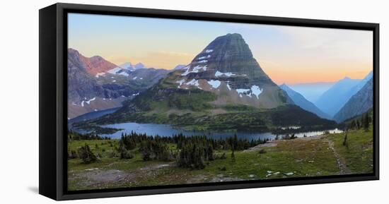 Bearhat Mountain behind Hidden Lake at sunset. Glacier National Park. Montana. Usa.-Tom Norring-Framed Stretched Canvas