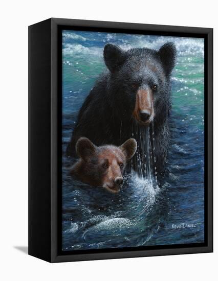 Bearly Swimming-Kevin Daniel-Framed Stretched Canvas