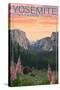 Bears and Spring Flowers - Yosemite National Park, California-Lantern Press-Stretched Canvas