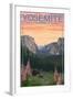Bears and Spring Flowers - Yosemite National Park, California-Lantern Press-Framed Art Print