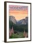 Bears and Spring Flowers - Yosemite National Park, California-Lantern Press-Framed Art Print