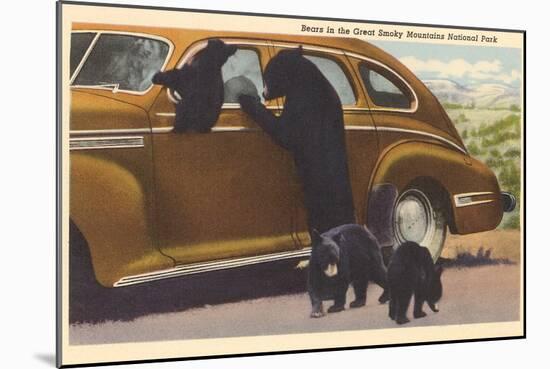 Bears at Car, Great Smoky Mountains-null-Mounted Art Print