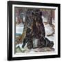 "Bears Eating Maple Syrup," March 28, 1942-Paul Bransom-Framed Giclee Print