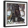 "Bears Eating Maple Syrup," March 28, 1942-Paul Bransom-Framed Giclee Print