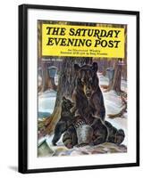 "Bears Eating Maple Syrup," Saturday Evening Post Cover, March 28, 1942-Paul Bransom-Framed Giclee Print