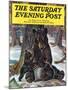 "Bears Eating Maple Syrup," Saturday Evening Post Cover, March 28, 1942-Paul Bransom-Mounted Giclee Print