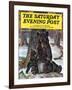 "Bears Eating Maple Syrup," Saturday Evening Post Cover, March 28, 1942-Paul Bransom-Framed Giclee Print