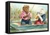 Bears Fishing-null-Framed Stretched Canvas