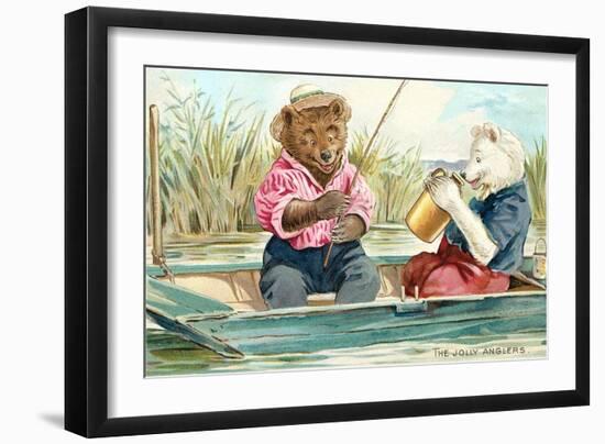 Bears Fishing-null-Framed Art Print