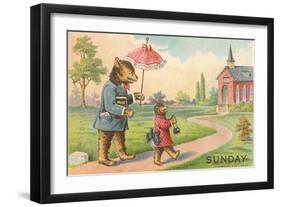 Bears Going to Church-null-Framed Art Print