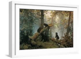 Bears in the Forest Morning-Ivan Ivanovitch Shishkin-Framed Art Print