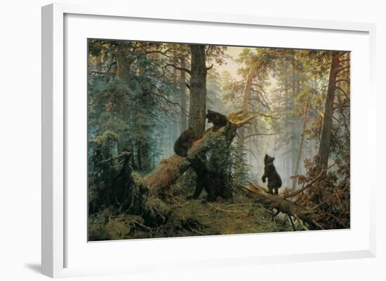 Bears in the Forest Morning-Ivan Ivanovitch Shishkin-Framed Art Print