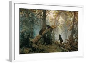 Bears in the Forest Morning-Ivan Ivanovitch Shishkin-Framed Art Print