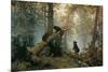Bears in the Forest Morning-Ivan Ivanovitch Shishkin-Mounted Premium Giclee Print