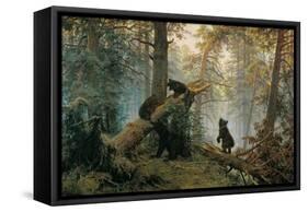 Bears in the Forest Morning-Ivan Ivanovitch Shishkin-Framed Stretched Canvas