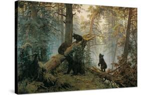 Bears in the Forest Morning-Ivan Ivanovitch Shishkin-Stretched Canvas