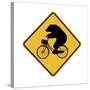 Bears on Bikes Crossing Sign-J Hovenstine Studios-Stretched Canvas