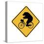 Bears on Bikes Crossing Sign-J Hovenstine Studios-Stretched Canvas